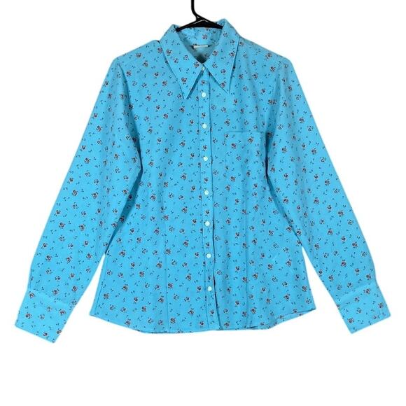 Levis Womens Shirt Blue Floral Jasper Collared Button Up Long Sleeve Medium - Picture 1 of 12